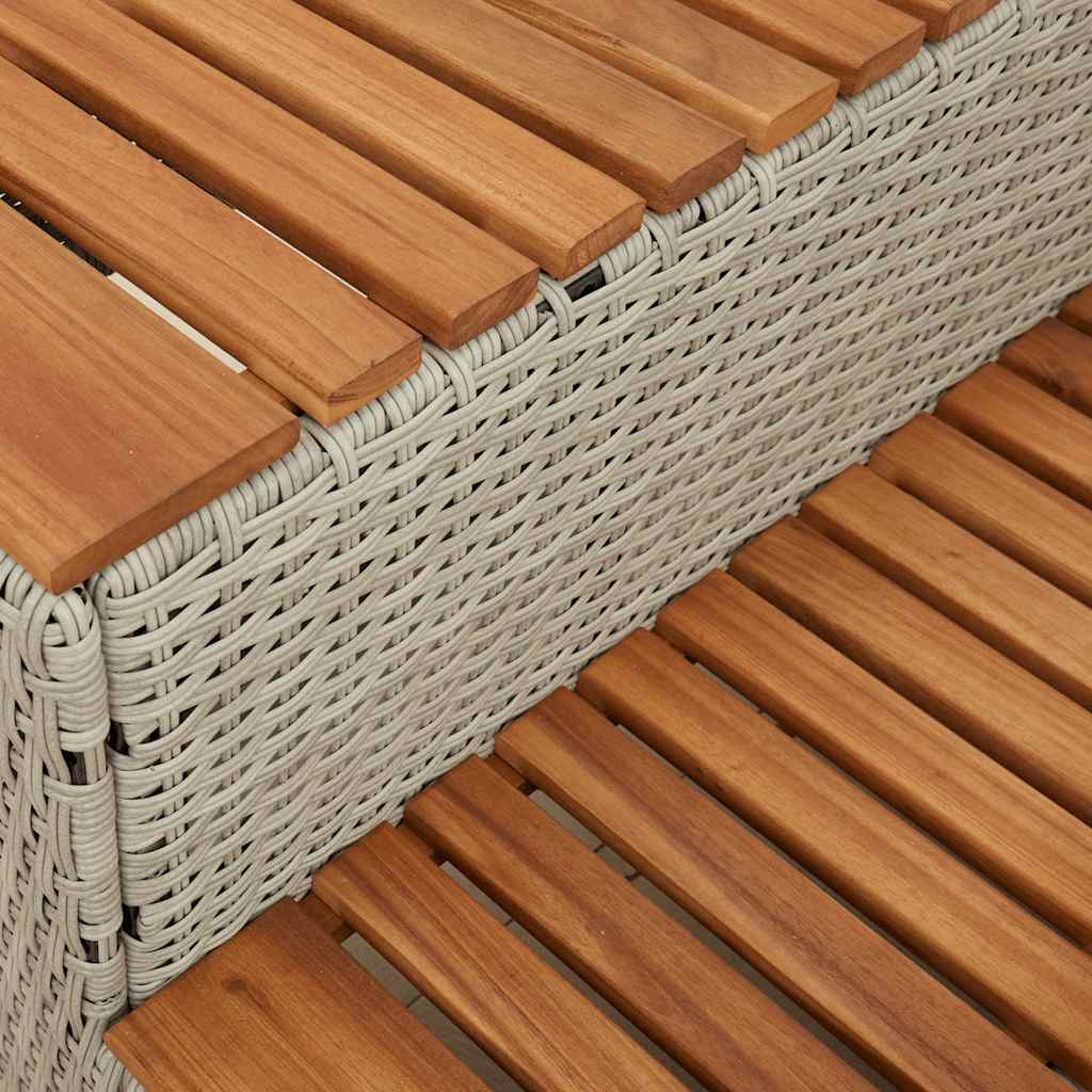 Bordo per Vasca Idromassaggio Grigio Polyrattan e Massello Acacia