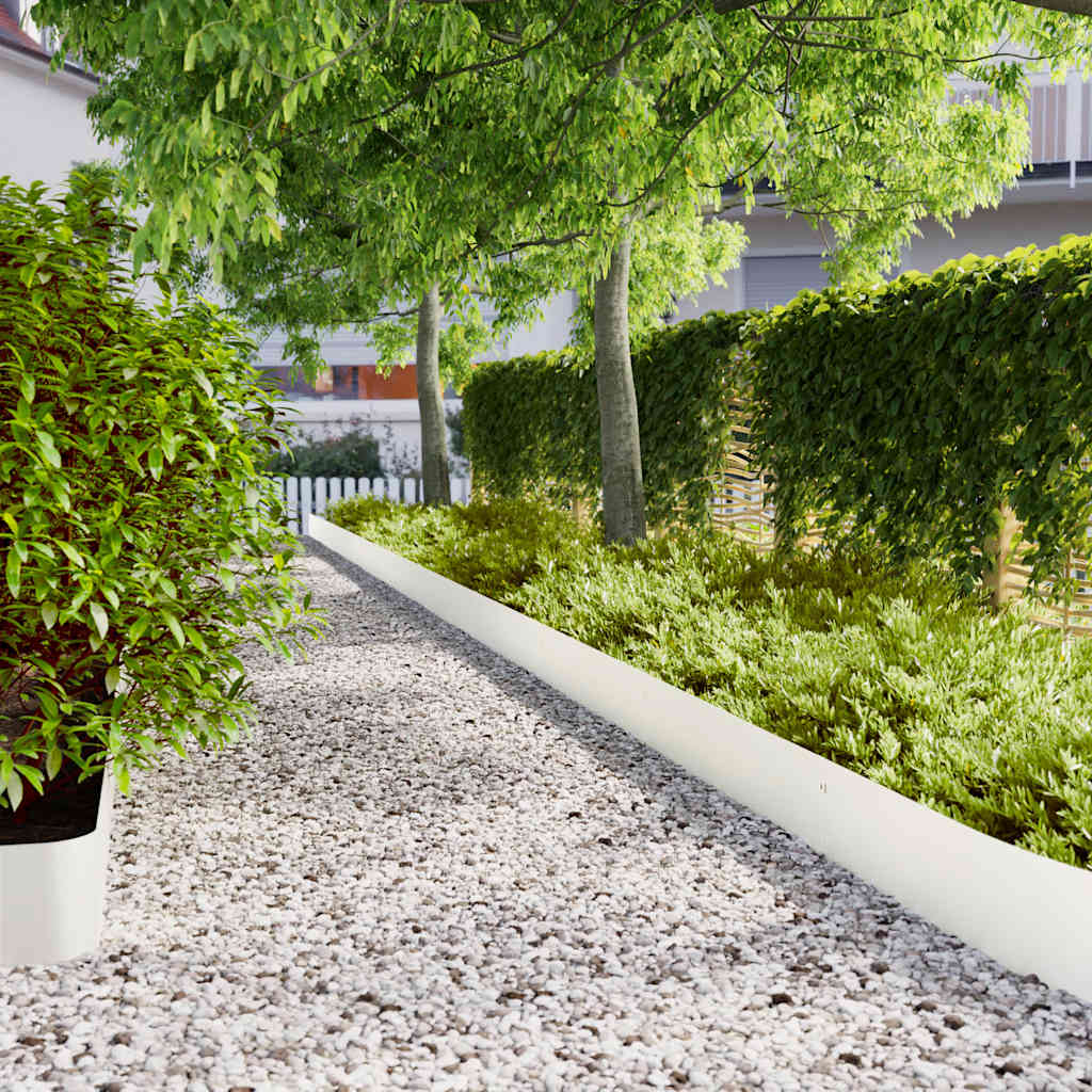 Bordure per Prato 30 pz Bianche Acciaio Laminato a Freddo 20x103 cm