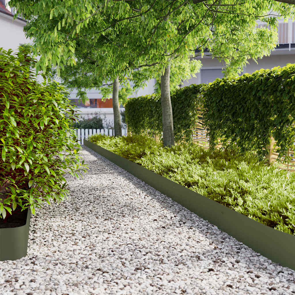 Bordure per Prato 30 pz Verde Oliva Acciaio Laminato a Freddo