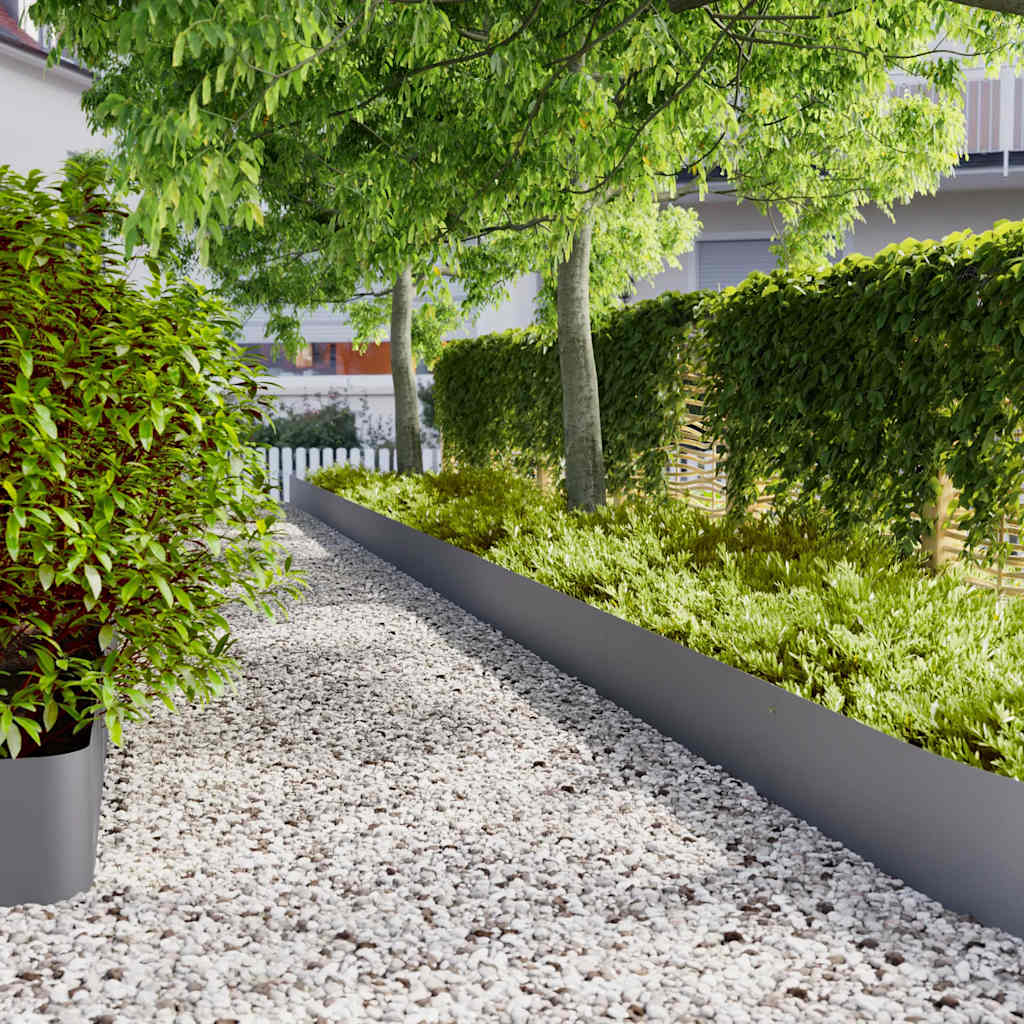 Bordure per Prato 10 pz Antracite Acciaio Laminato a Freddo