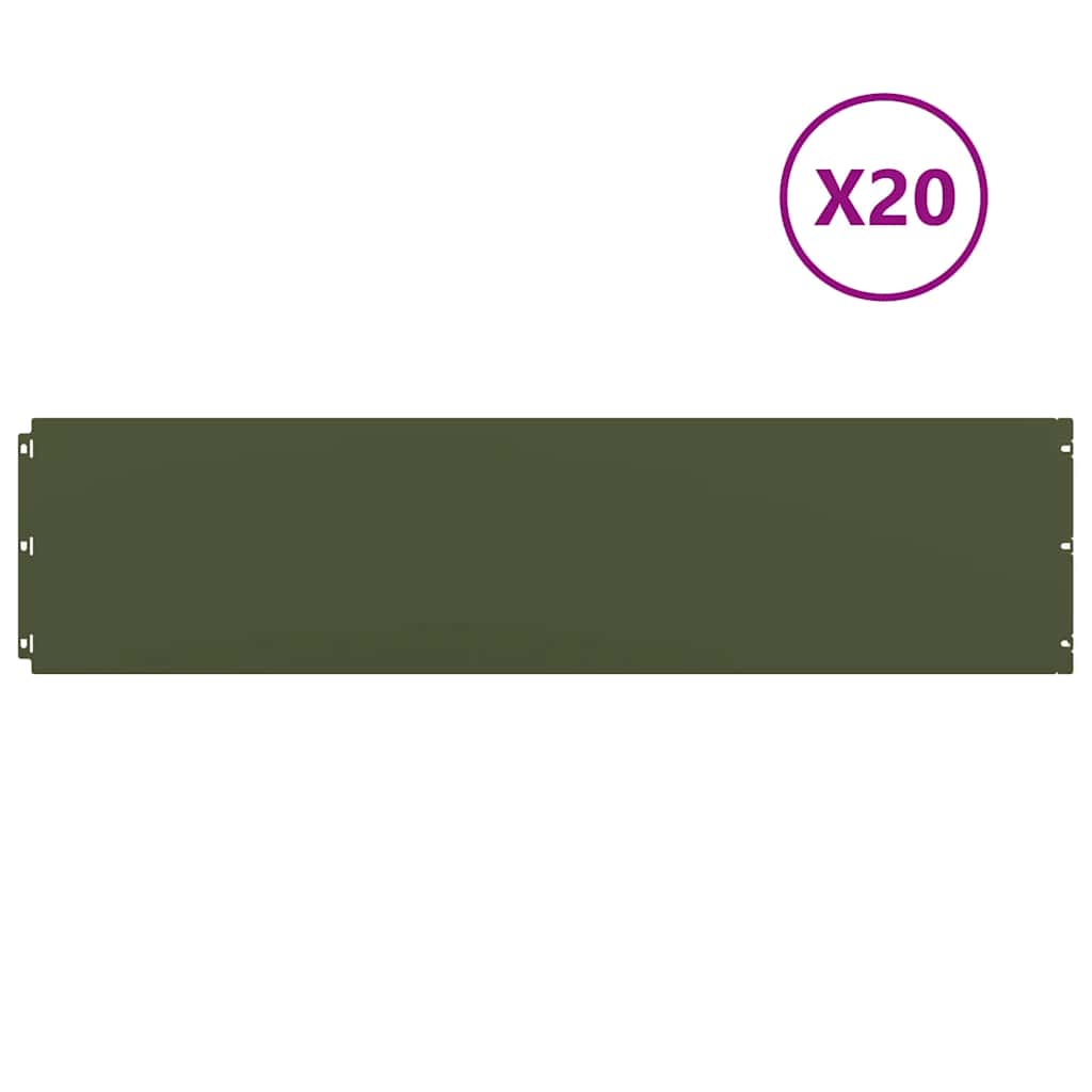 Bordure per Prato 20 pz Verde Oliva Acciaio Laminato a Freddo