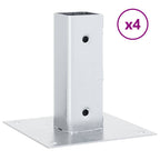 Basi per Pali Quadrate 4 pz Argento 46x46 mm in Acciaio Zincato