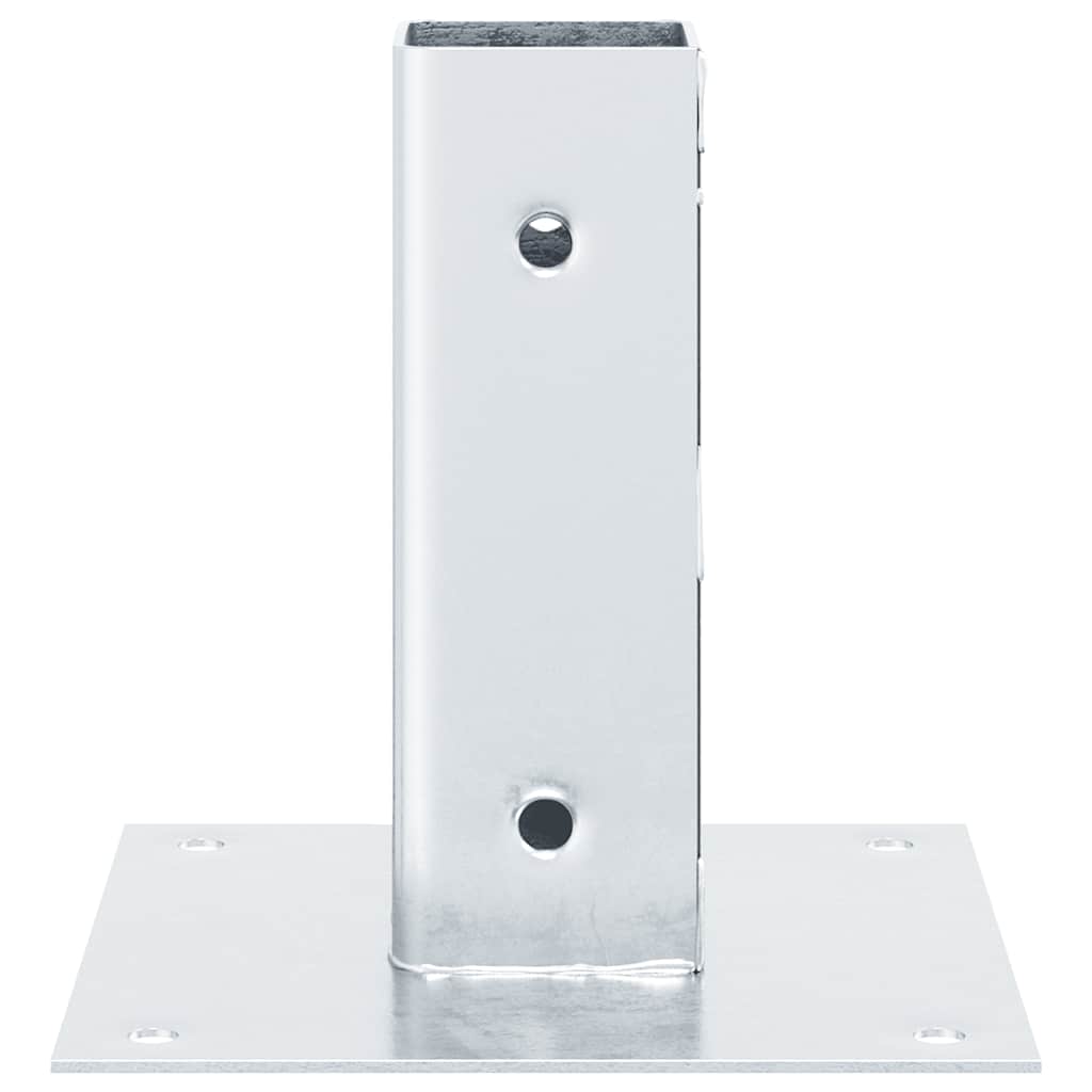 Basi per Pali Quadrate 4 pz Argento 46x46 mm in Acciaio Zincato