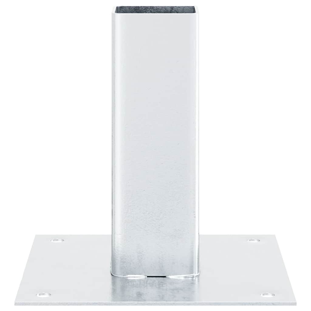 Basi per Pali Quadrate 4 pz Argento 46x46 mm in Acciaio Zincato