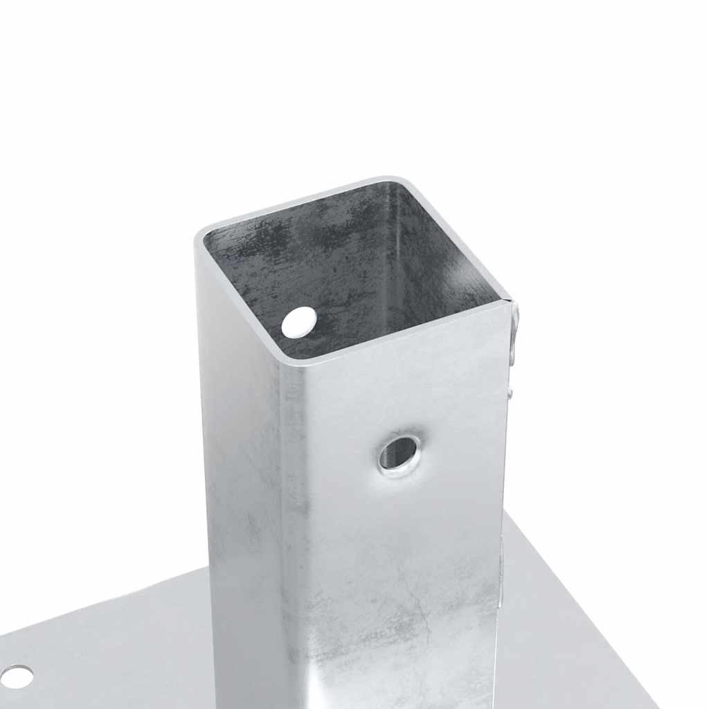 Basi per Pali Quadrate 4 pz Argento 46x46 mm in Acciaio Zincato