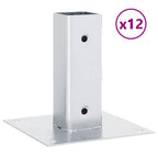 Basi per Pali Quadrate 12 pz Argento 46x46 mm Acciaio Zincato
