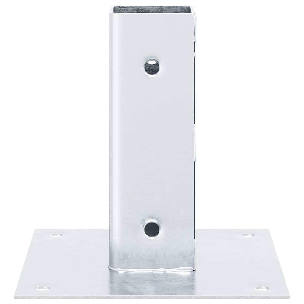 Basi per Pali Quadrate 12 pz Argento 46x46 mm Acciaio Zincato