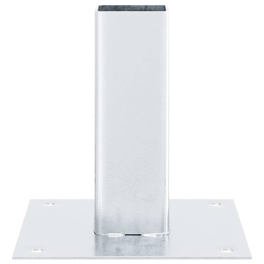 Basi per Pali Quadrate 12 pz Argento 46x46 mm Acciaio Zincato