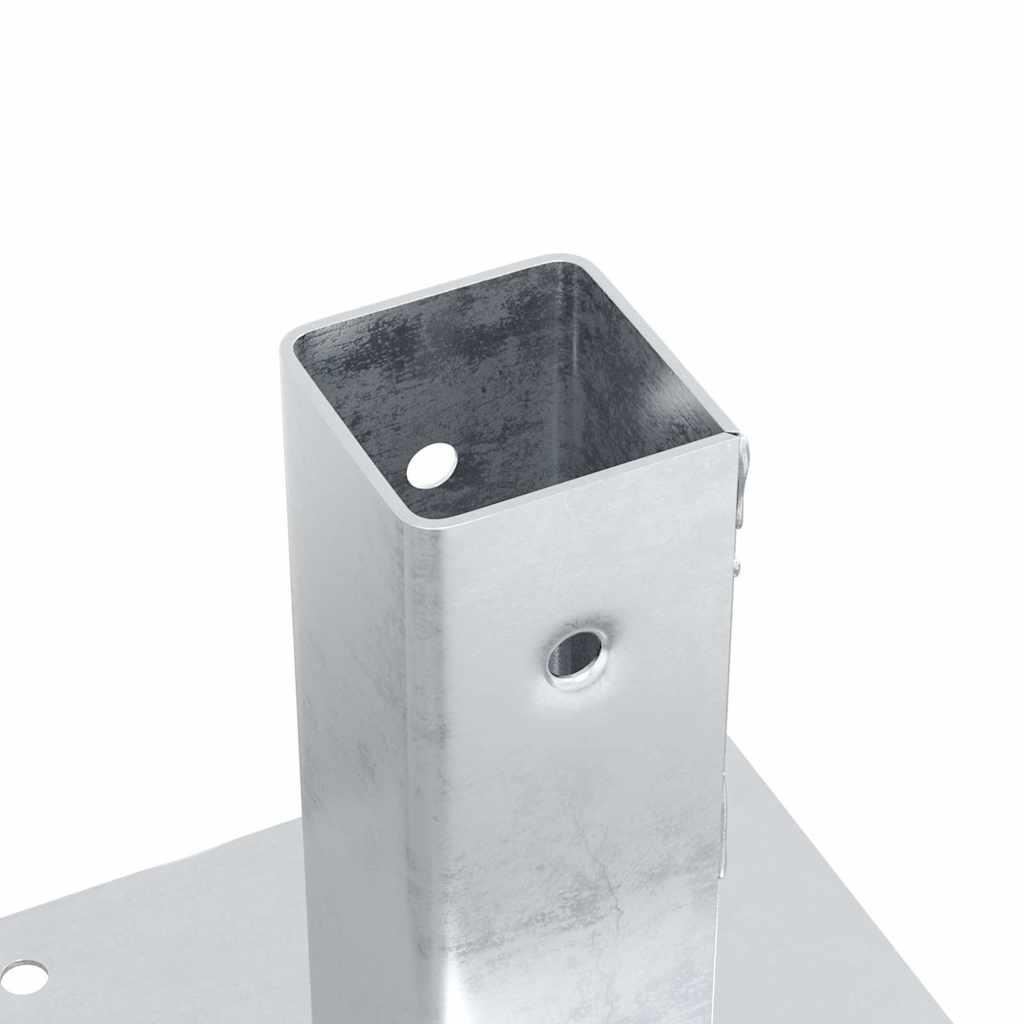 Basi per Pali Quadrate 12 pz Argento 46x46 mm Acciaio Zincato