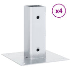 Basi per Pali Quadrate 4 pz Argento 51x51 mm in Acciaio Zincato