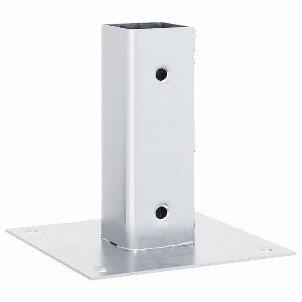 Basi per Pali Quadrate 4 pz Argento 51x51 mm in Acciaio Zincato