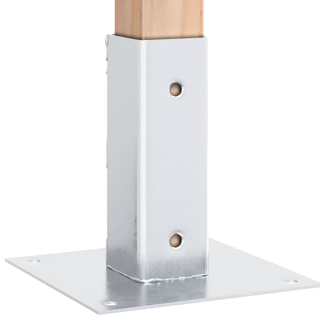 Basi per Pali Quadrate 4 pz Argento 51x51 mm in Acciaio Zincato