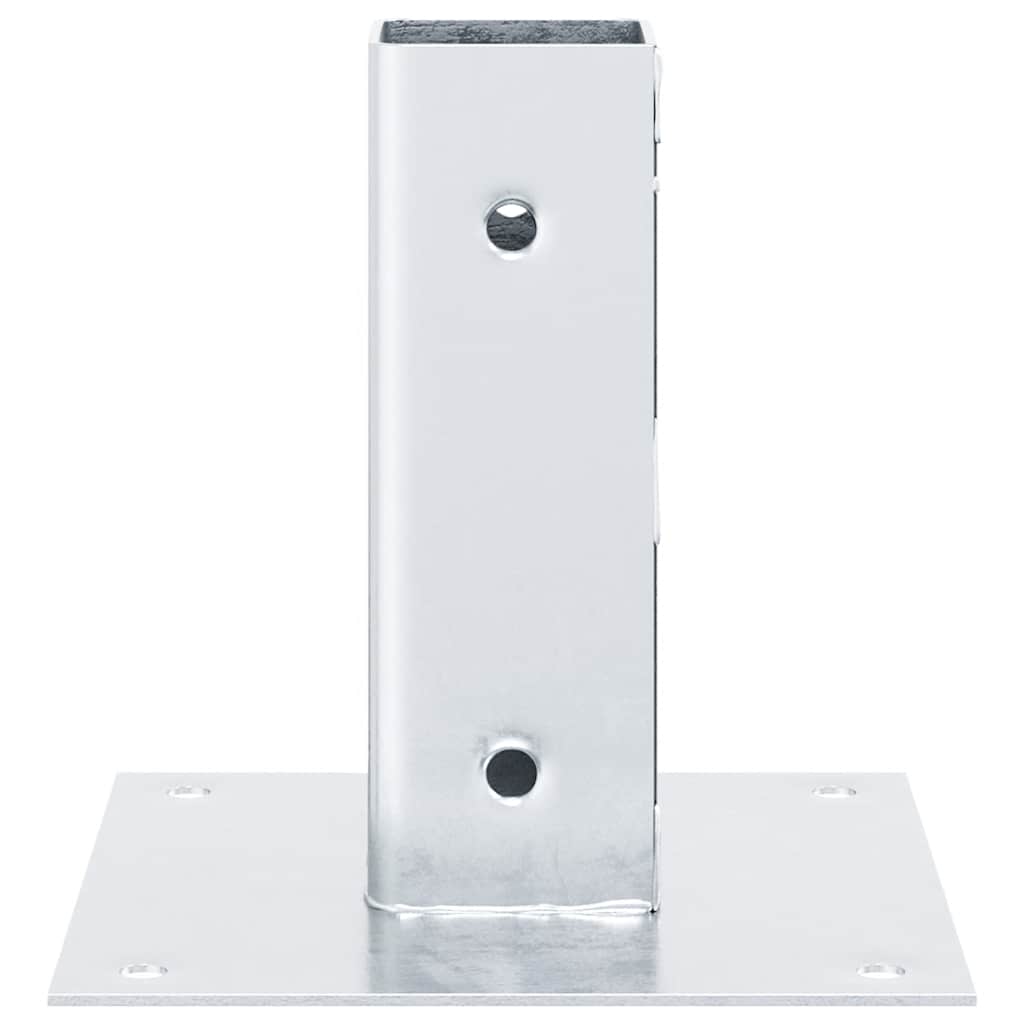 Basi per Pali Quadrate 4 pz Argento 51x51 mm in Acciaio Zincato