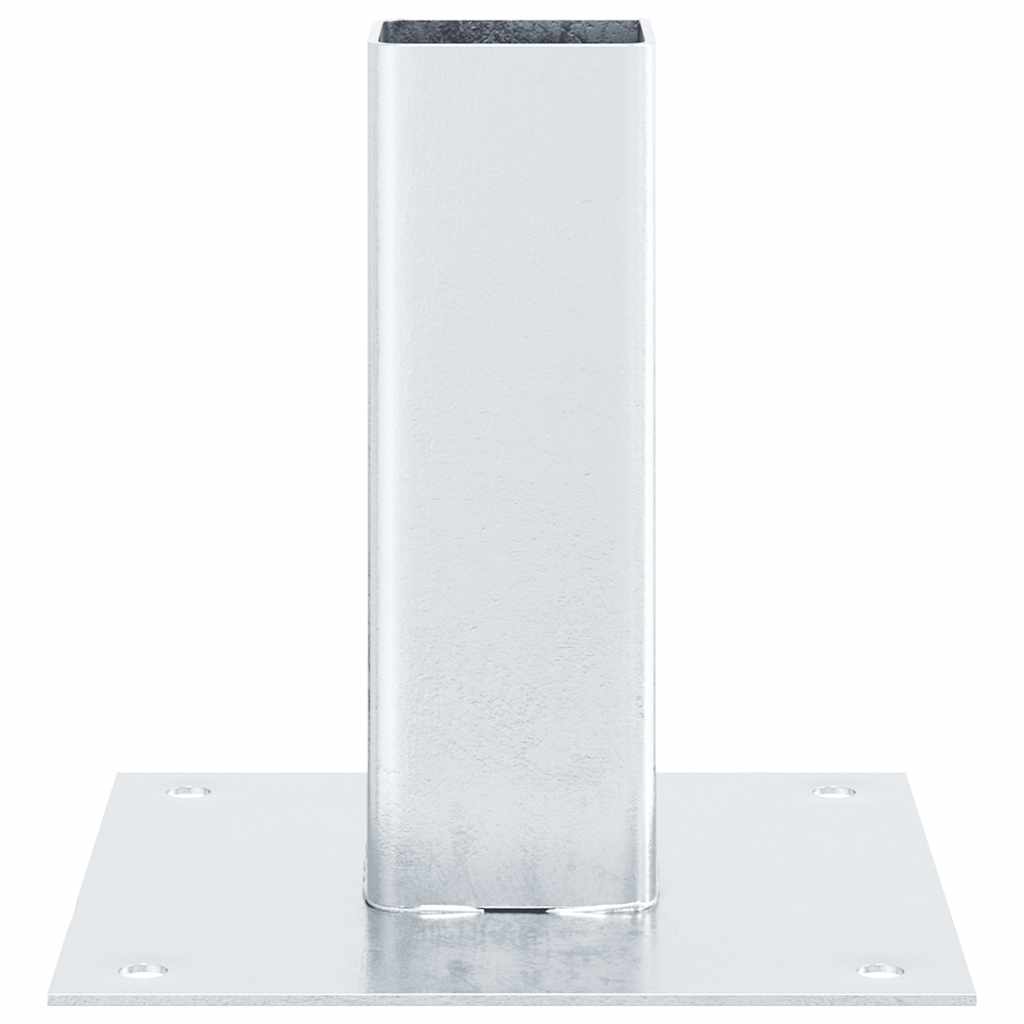 Basi per Pali Quadrate 4 pz Argento 51x51 mm in Acciaio Zincato