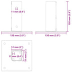 Basi per Pali Quadrate 4 pz Argento 51x51 mm in Acciaio Zincato