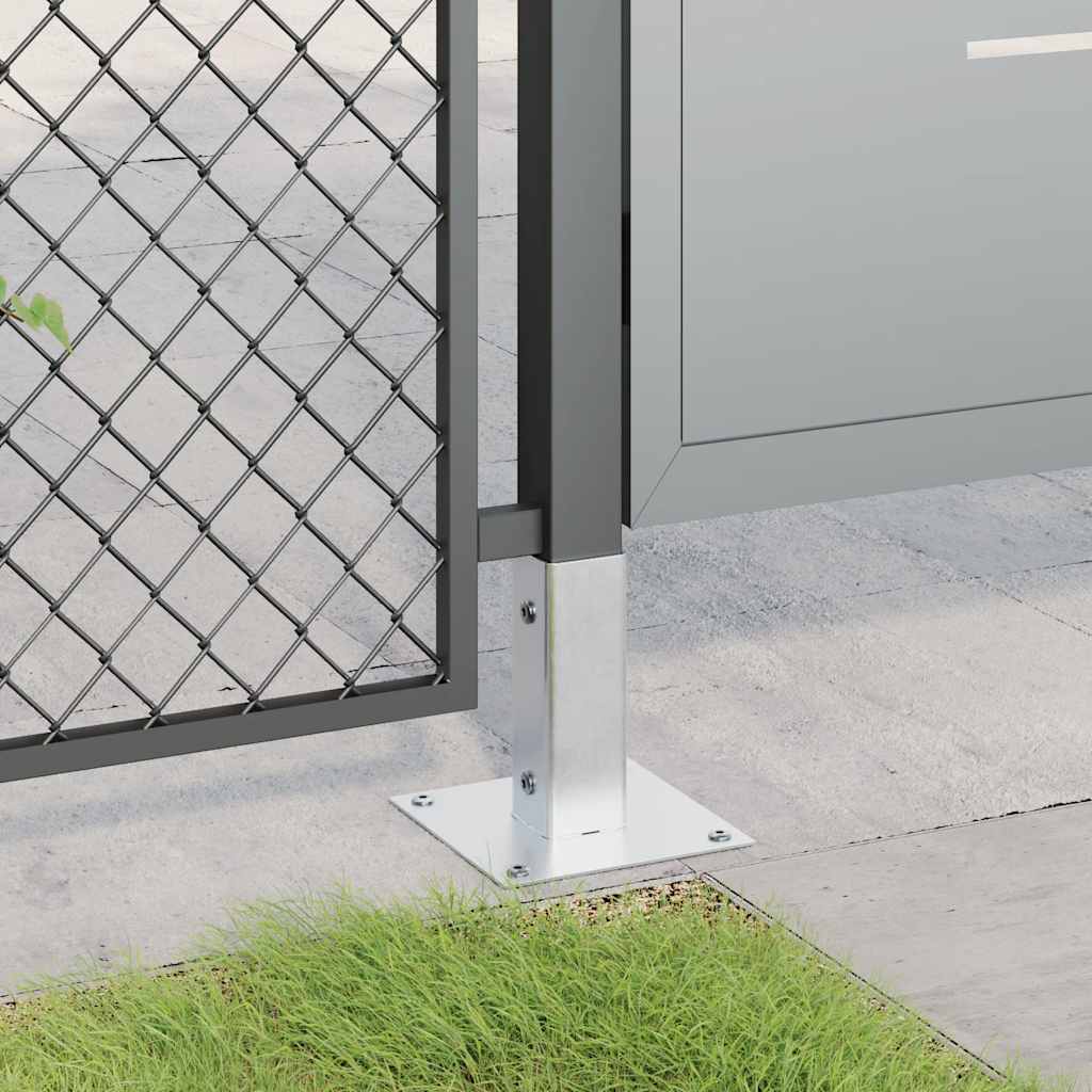 Basi per Pali Quadrate 12 pz Argento 51x51 mm Acciaio Zincato