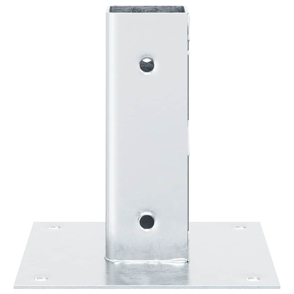 Basi per Pali Quadrate 12 pz Argento 51x51 mm Acciaio Zincato