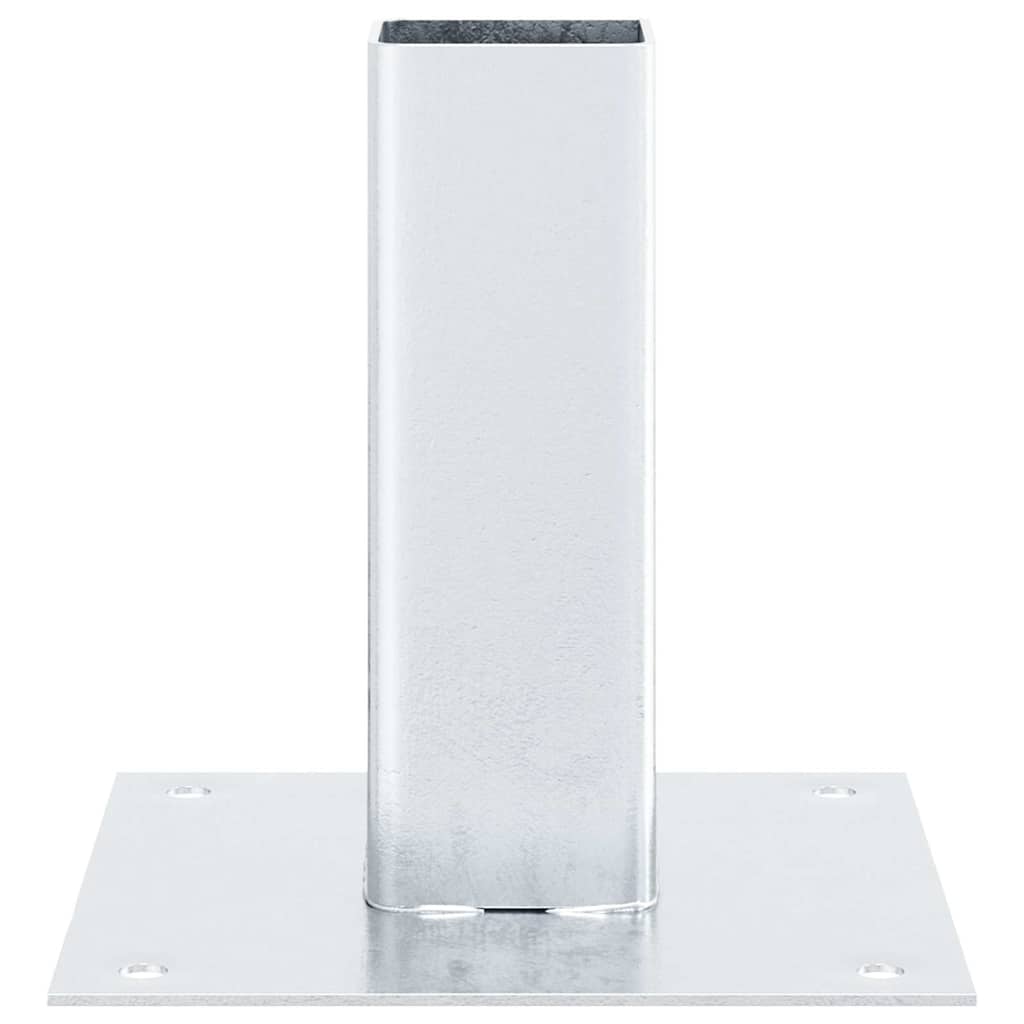 Basi per Pali Quadrate 12 pz Argento 51x51 mm Acciaio Zincato