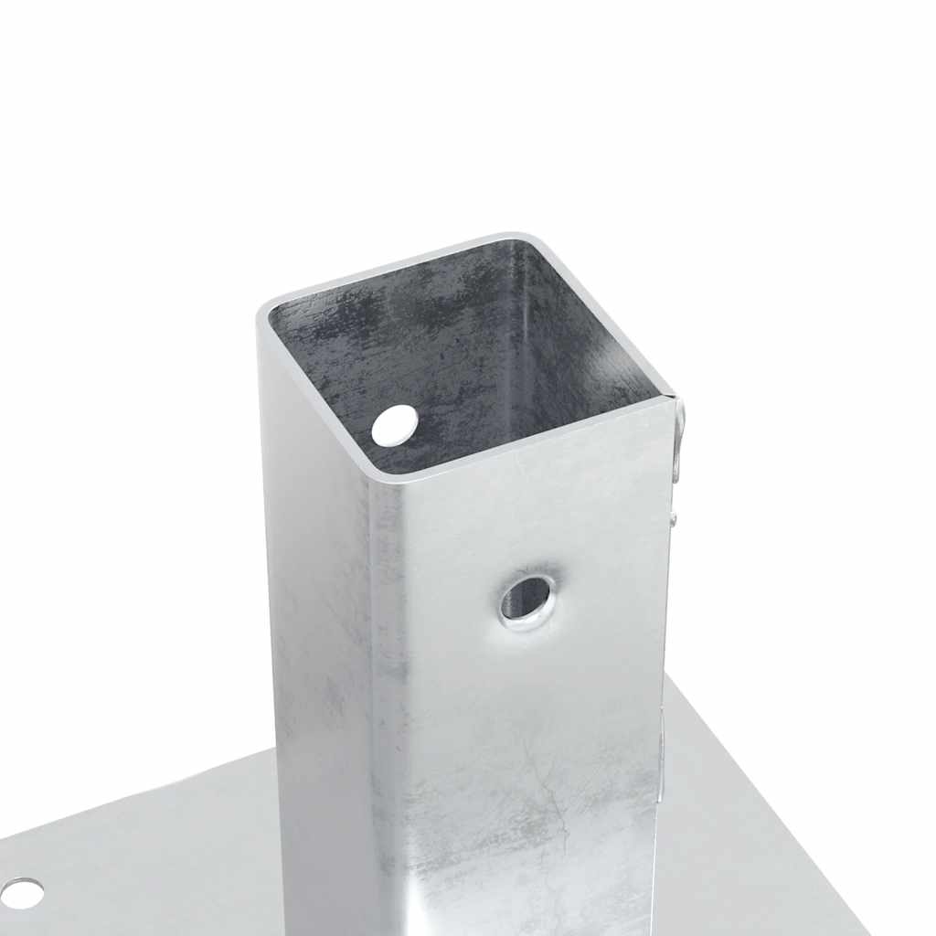 Basi per Pali Quadrate 12 pz Argento 51x51 mm Acciaio Zincato