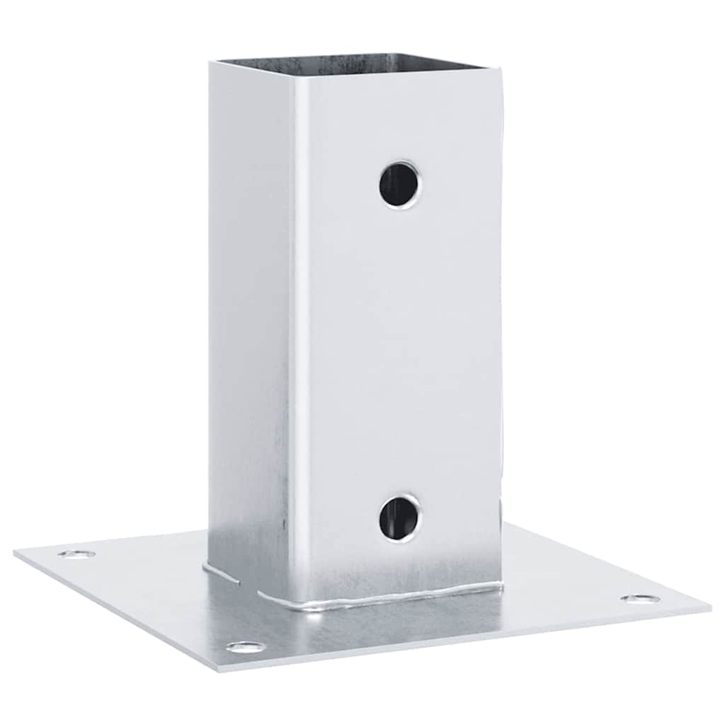 Basi per Pali Quadrate 4 pz Argento 61x61 mm Acciaio Zincato