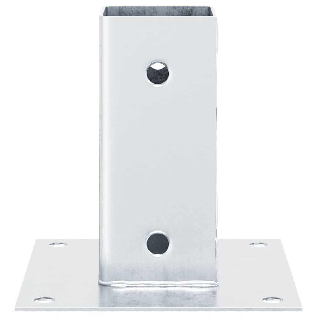 Basi per Pali Quadrate 4 pz Argento 61x61 mm Acciaio Zincato