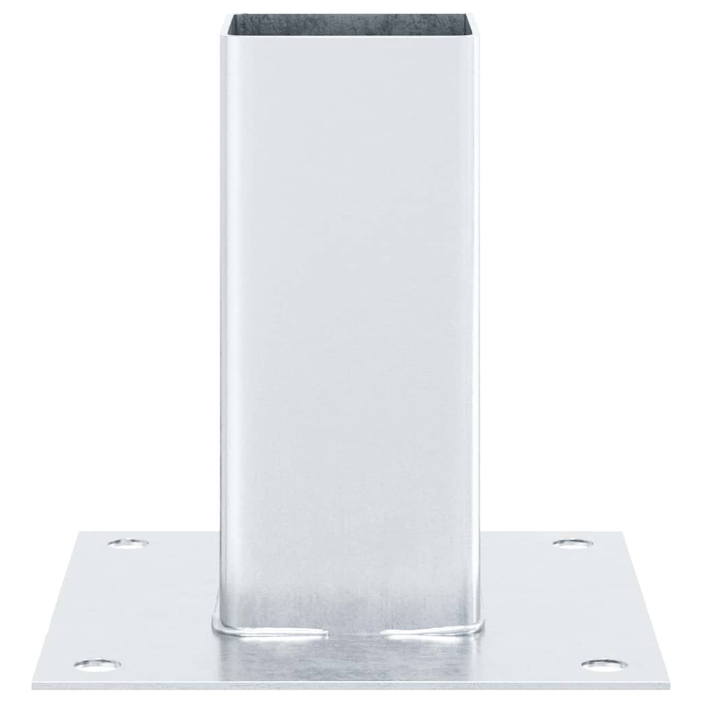 Basi per Pali Quadrate 4 pz Argento 61x61 mm Acciaio Zincato
