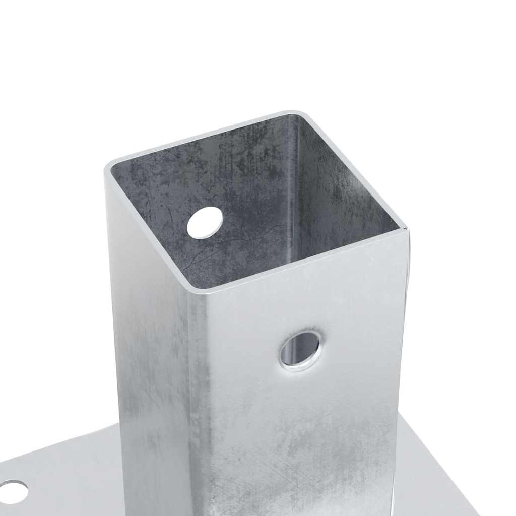 Basi per Pali Quadrate 4 pz Argento 61x61 mm Acciaio Zincato