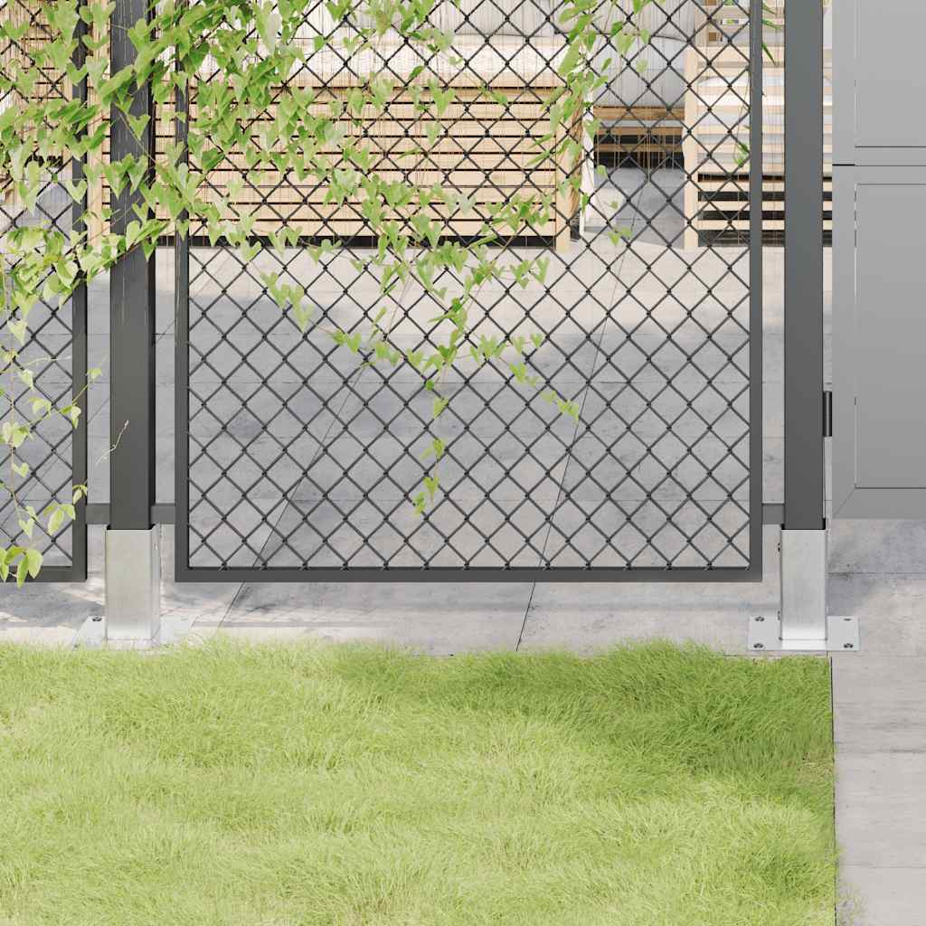 Basi per Pali Quadrate 4 pz Argento 61x61 mm Acciaio Zincato