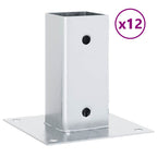 Basi per Pali Quadrate 12 pz Argento 61x61 mm Acciaio Zincato