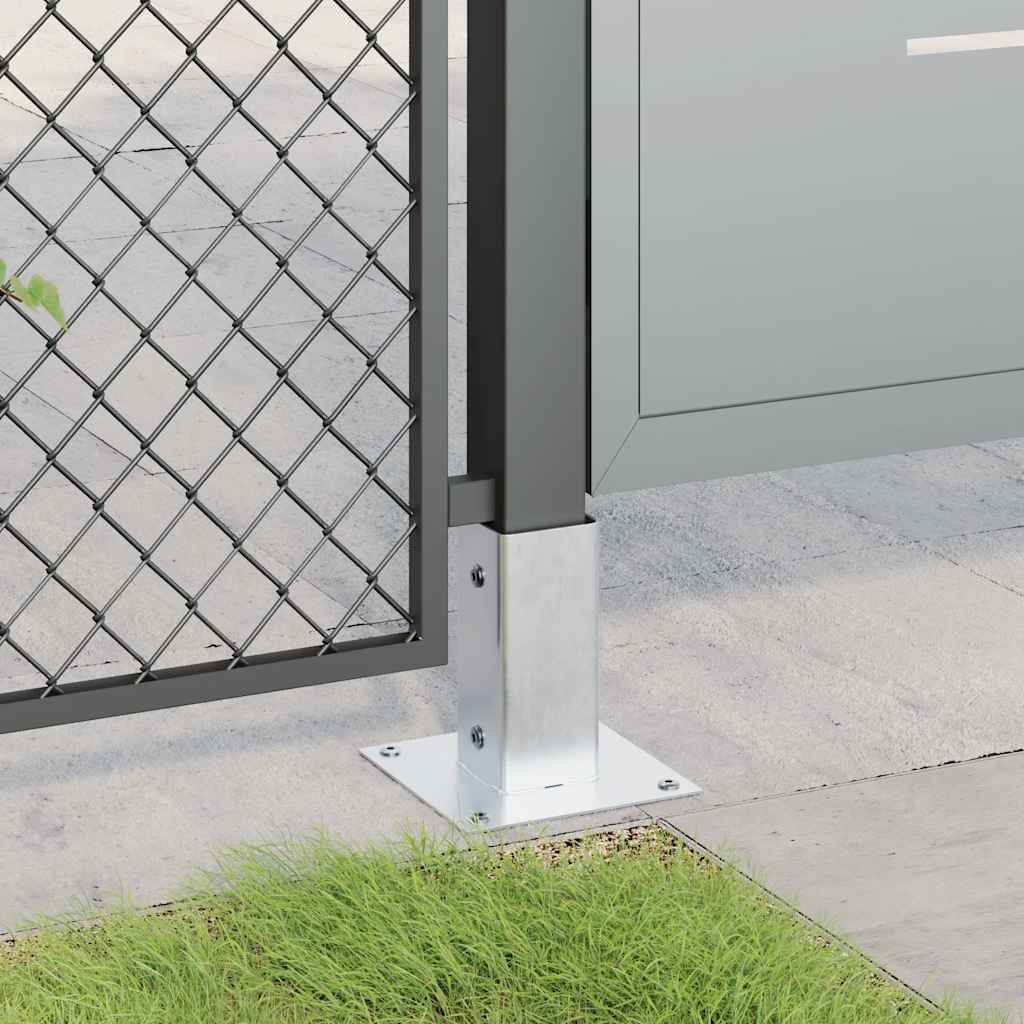 Basi per Pali Quadrate 12 pz Argento 61x61 mm Acciaio Zincato