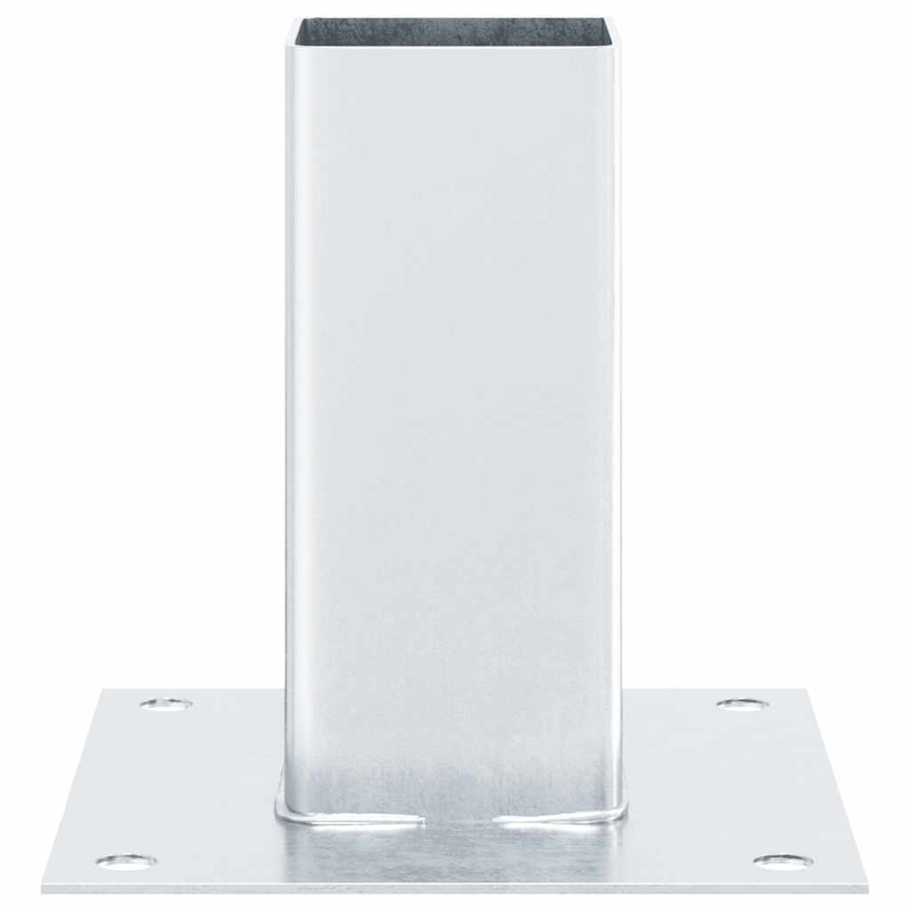 Basi per Pali Quadrate 12 pz Argento 61x61 mm Acciaio Zincato