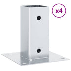 Basi per Pali Quadrate 4 pz Argento 71x71 mm in Acciaio Zincato