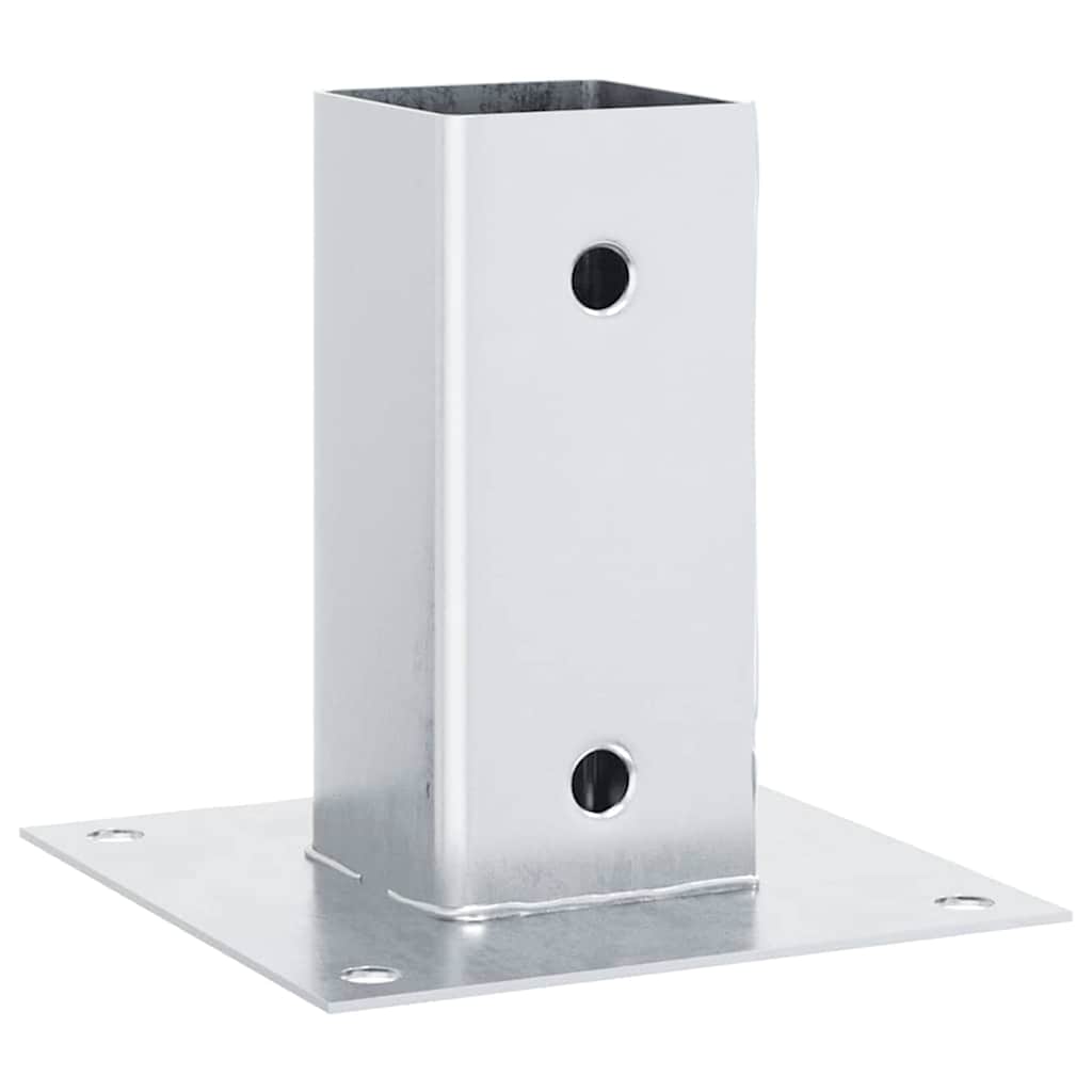 Basi per Pali Quadrate 4 pz Argento 71x71 mm in Acciaio Zincato