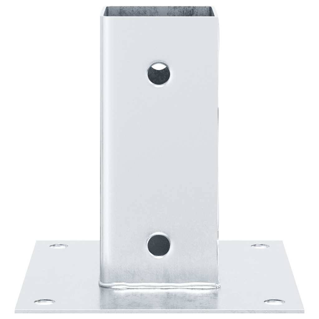 Basi per Pali Quadrate 4 pz Argento 71x71 mm in Acciaio Zincato