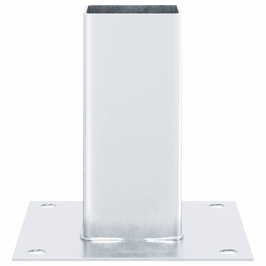 Basi per Pali Quadrate 4 pz Argento 71x71 mm in Acciaio Zincato