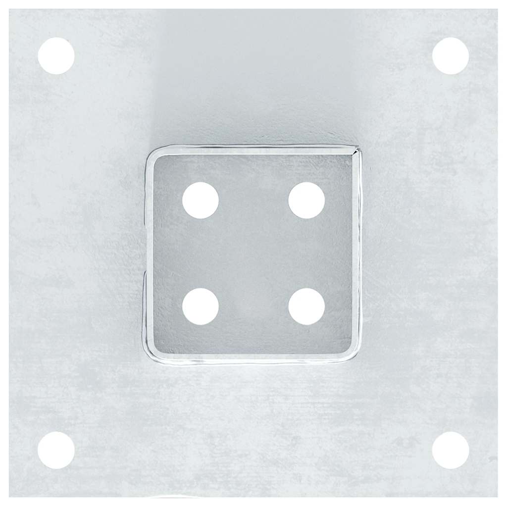 Basi per Pali Quadrate 4 pz Argento 71x71 mm in Acciaio Zincato