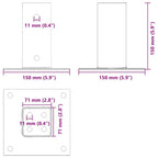 Basi per Pali Quadrate 4 pz Argento 71x71 mm in Acciaio Zincato