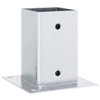 Basi per Pali Quadrate 4 pz Argento 81x81 mm Acciaio Zincato