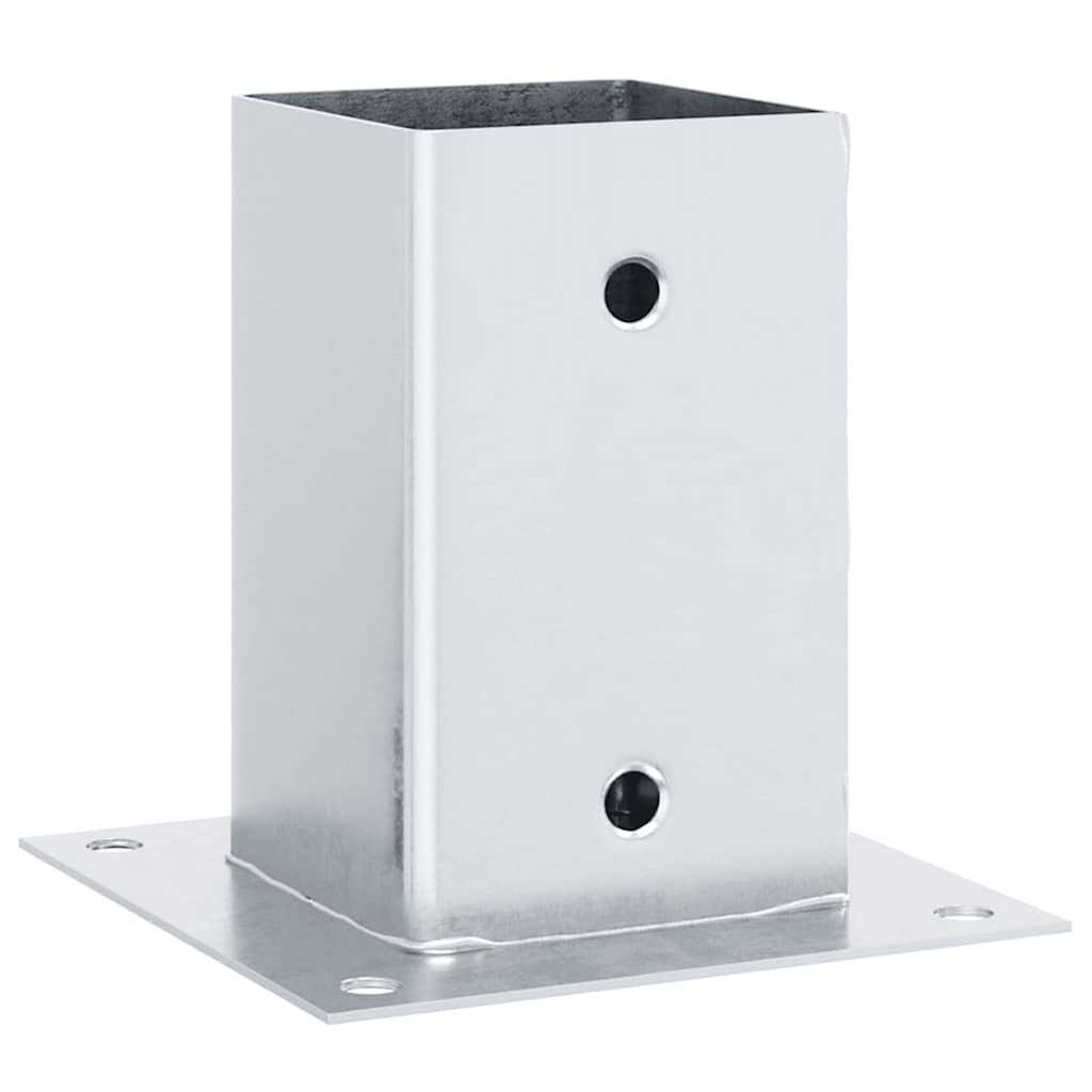 Basi per Pali Quadrate 4 pz Argento 81x81 mm Acciaio Zincato