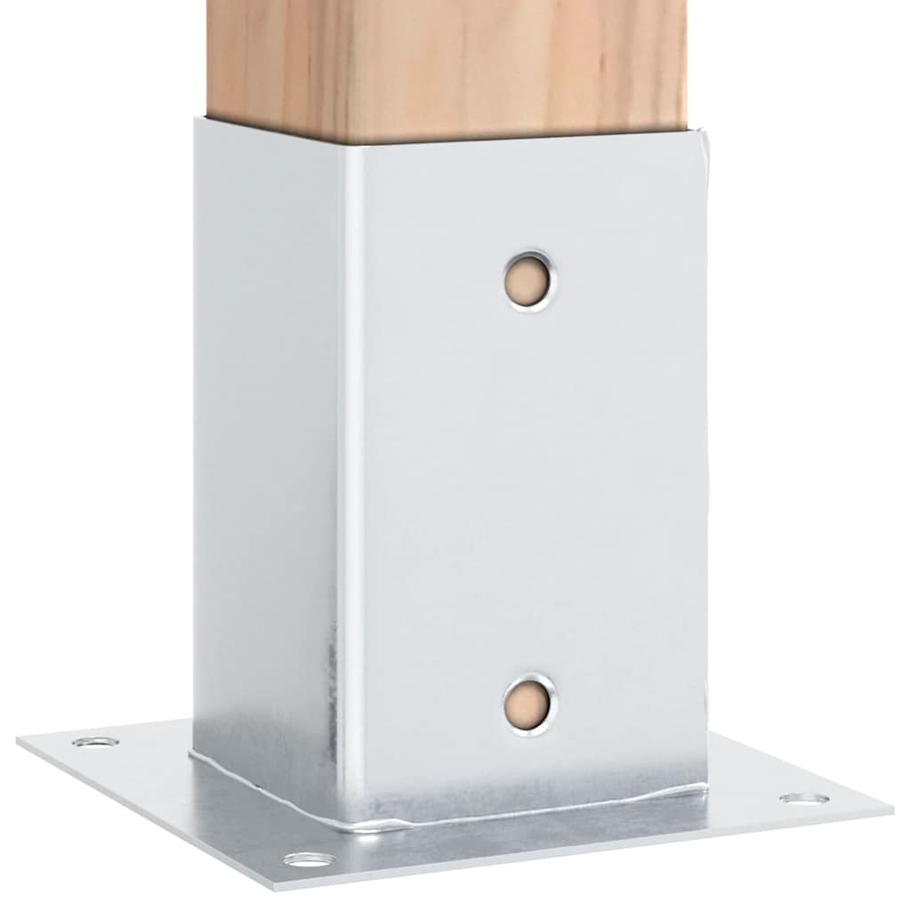 Basi per Pali Quadrate 4 pz Argento 81x81 mm Acciaio Zincato
