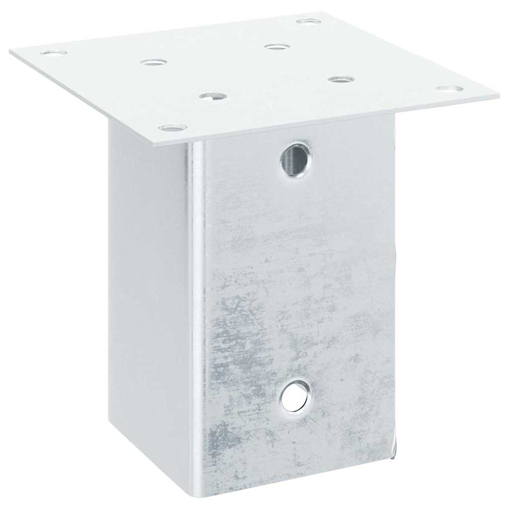 Basi per Pali Quadrate 4 pz Argento 81x81 mm Acciaio Zincato