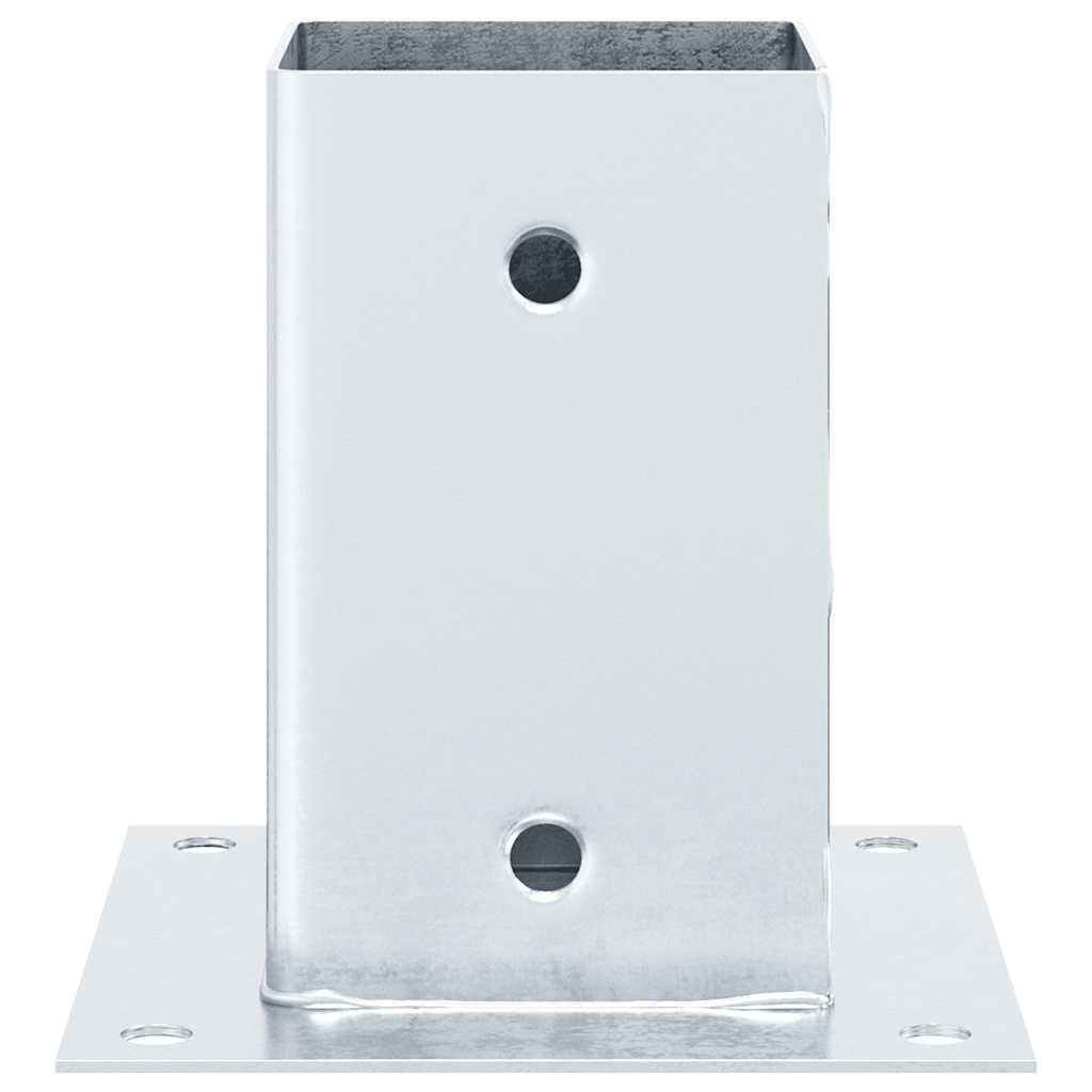 Basi per Pali Quadrate 4 pz Argento 81x81 mm Acciaio Zincato