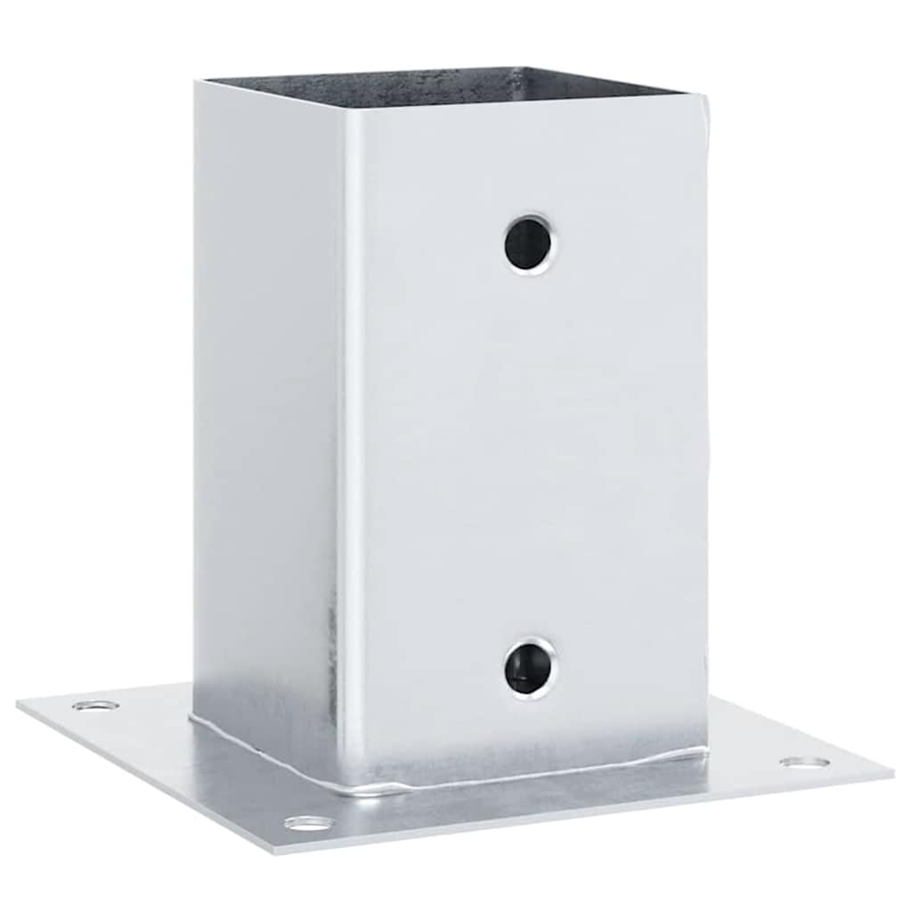 Basi per Pali Quadrate 4 pz Argento 91x91 mm in Acciaio Zincato