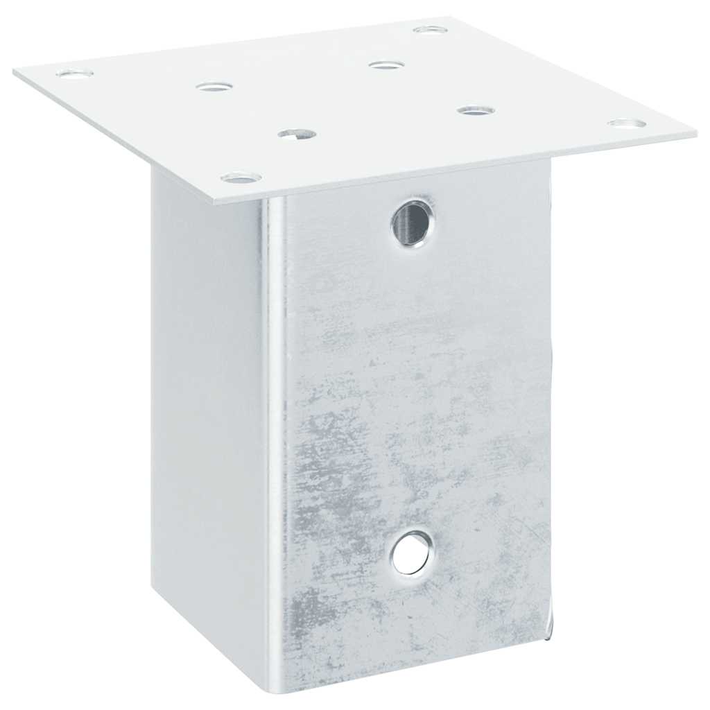 Basi per Pali Quadrate 4 pz Argento 91x91 mm in Acciaio Zincato