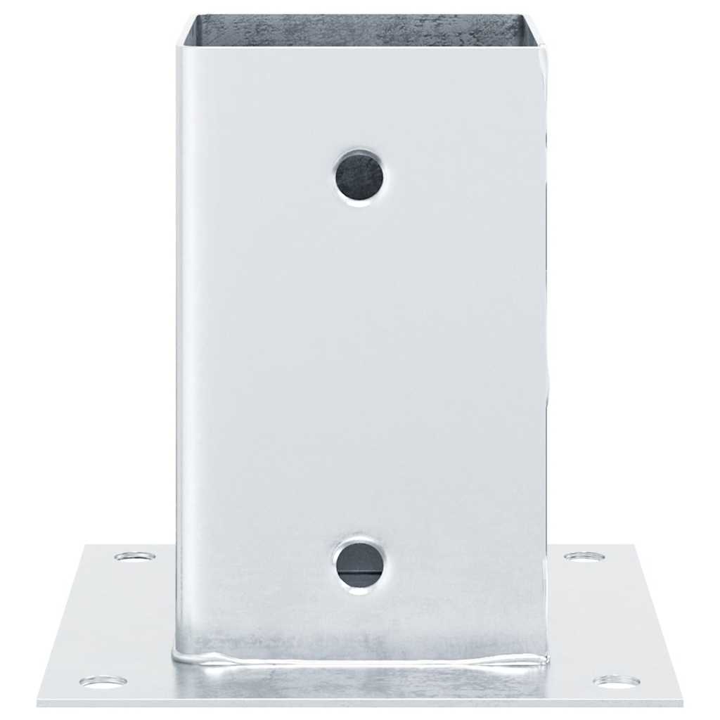 Basi per Pali Quadrate 4 pz Argento 91x91 mm in Acciaio Zincato