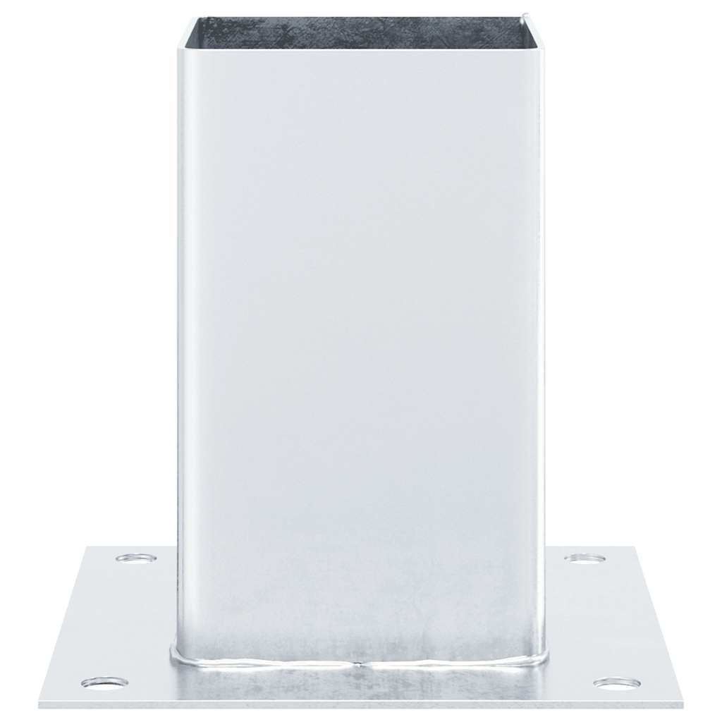 Basi per Pali Quadrate 4 pz Argento 91x91 mm in Acciaio Zincato