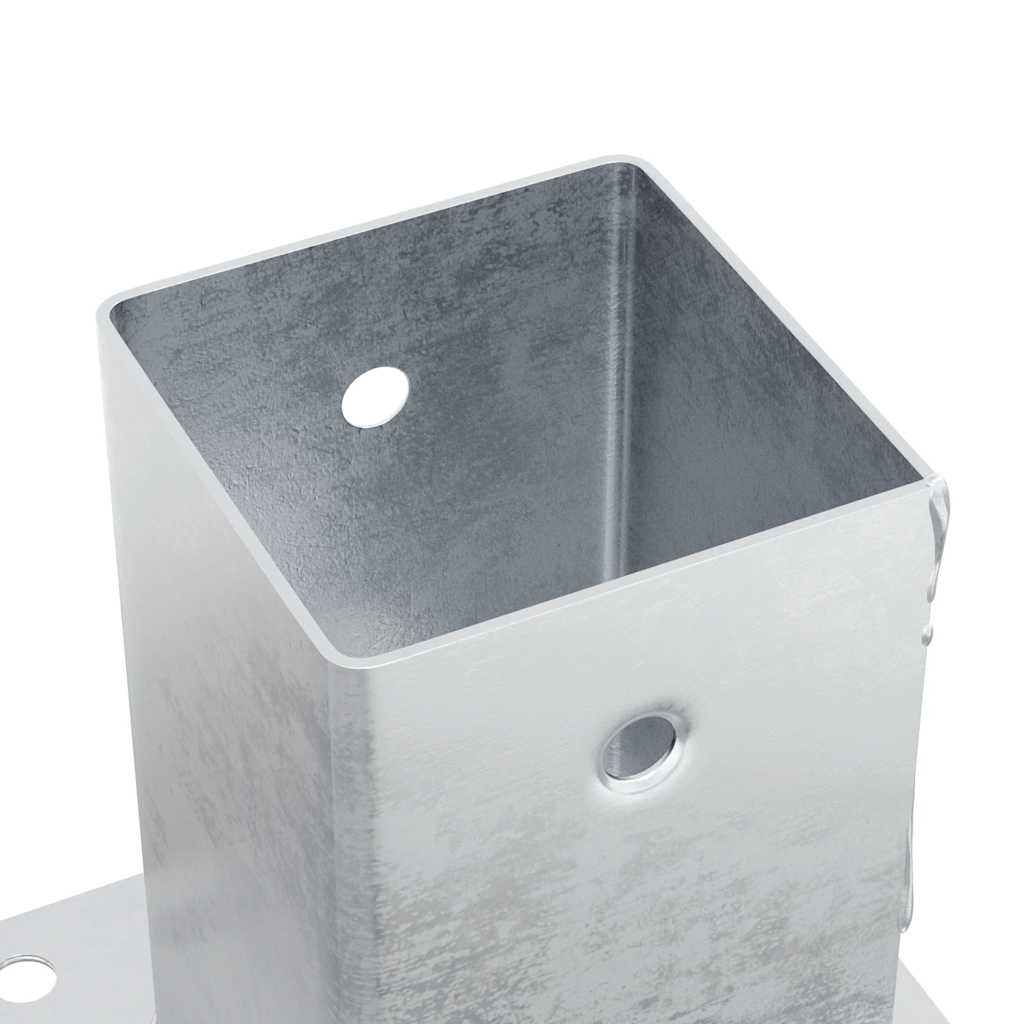 Basi per Pali Quadrate 4 pz Argento 91x91 mm in Acciaio Zincato
