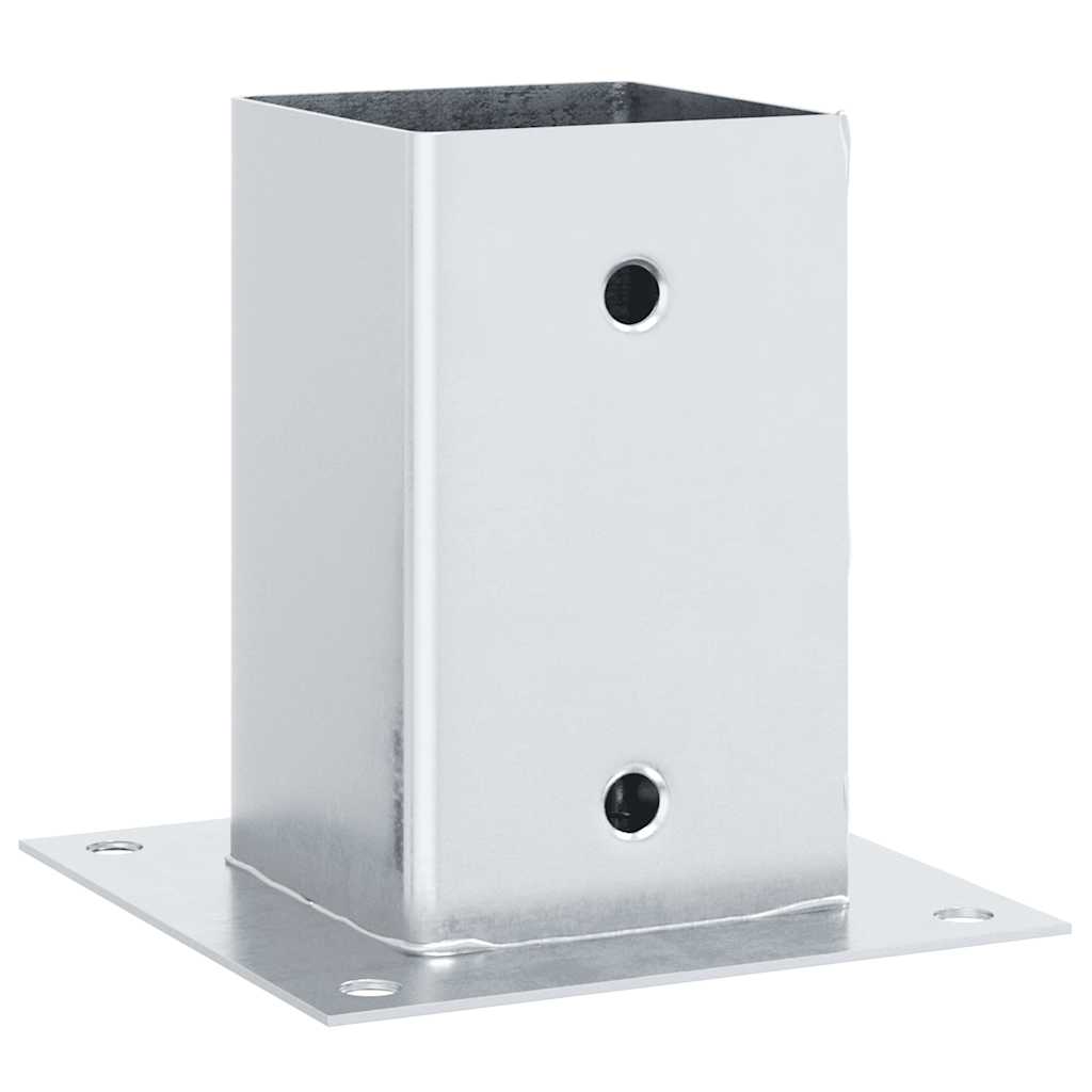 Basi per Pali Quadrate 12 pz Acciaio Zincato 91x91 mm Argento