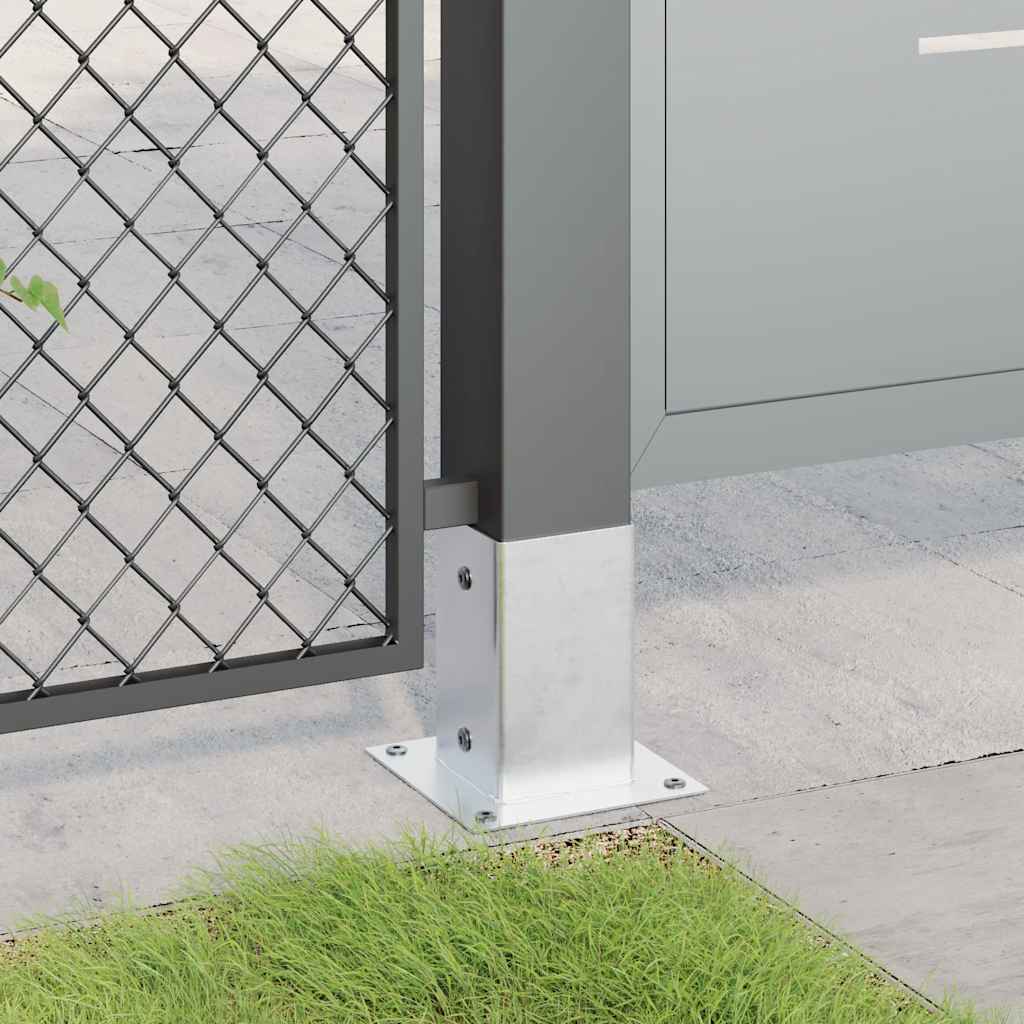 Basi per Pali Quadrate 12 pz Acciaio Zincato 91x91 mm Argento