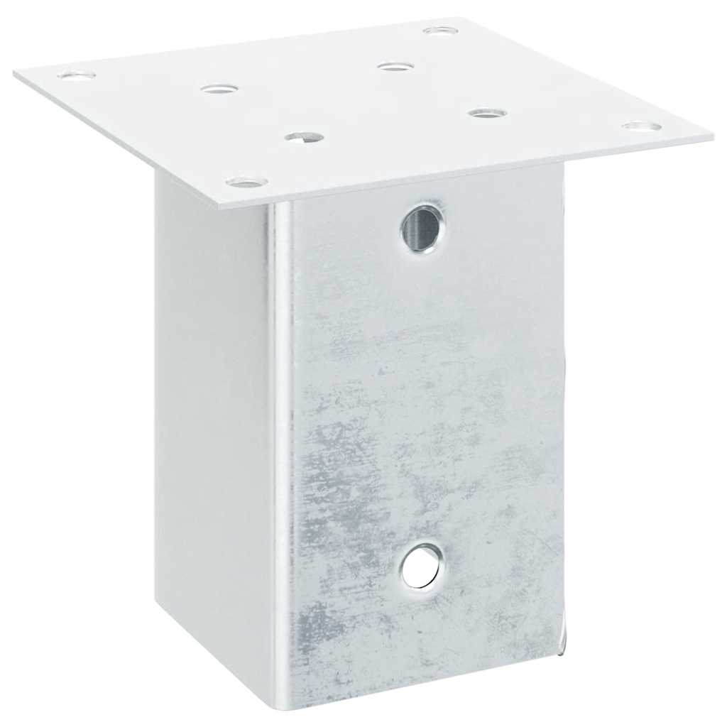 Basi per Pali Quadrate 12 pz Acciaio Zincato 91x91 mm Argento